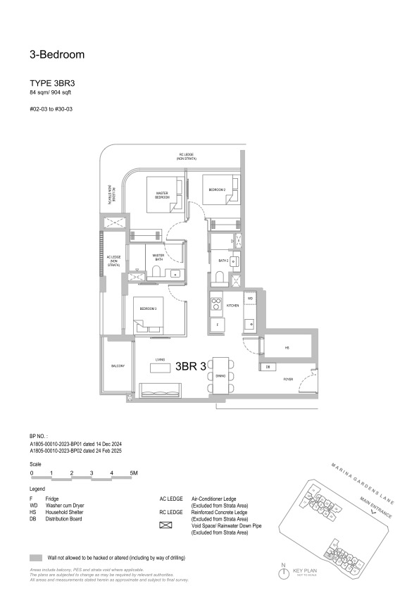 One Marina Gardens 3 Bedroom indicative floorplan